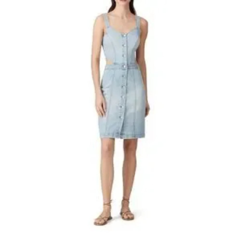 Blank NYC Wake Up Call Button Down Cutout Denim Dress Sz XS - NWT